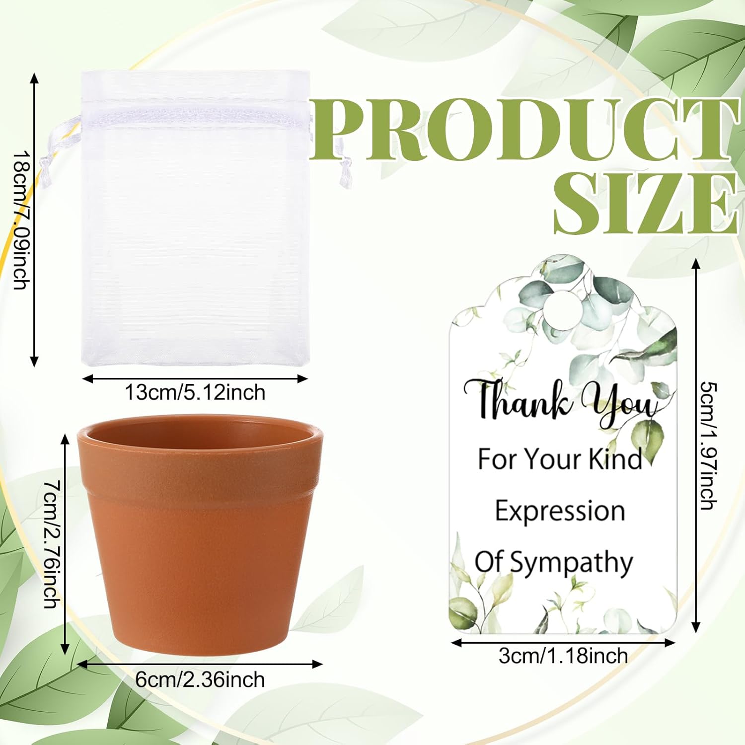 Ctosree 50 Sets Funeral Favors for Guests Greenery Celebration of Life Gifts Include Seed Packet Flowerpot Thank You Cards Hemp Ropes Organza Bags for Guest Funeral Party Memorial Party Return Gifts 50 Funeral Theme