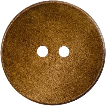 MTCELL 30 Pcs Classic Wooden Buttons, 1-1/2 inch(38mm) Diameter - Brown,Convex,2 Holes,for Sewing Knitting Crocheting