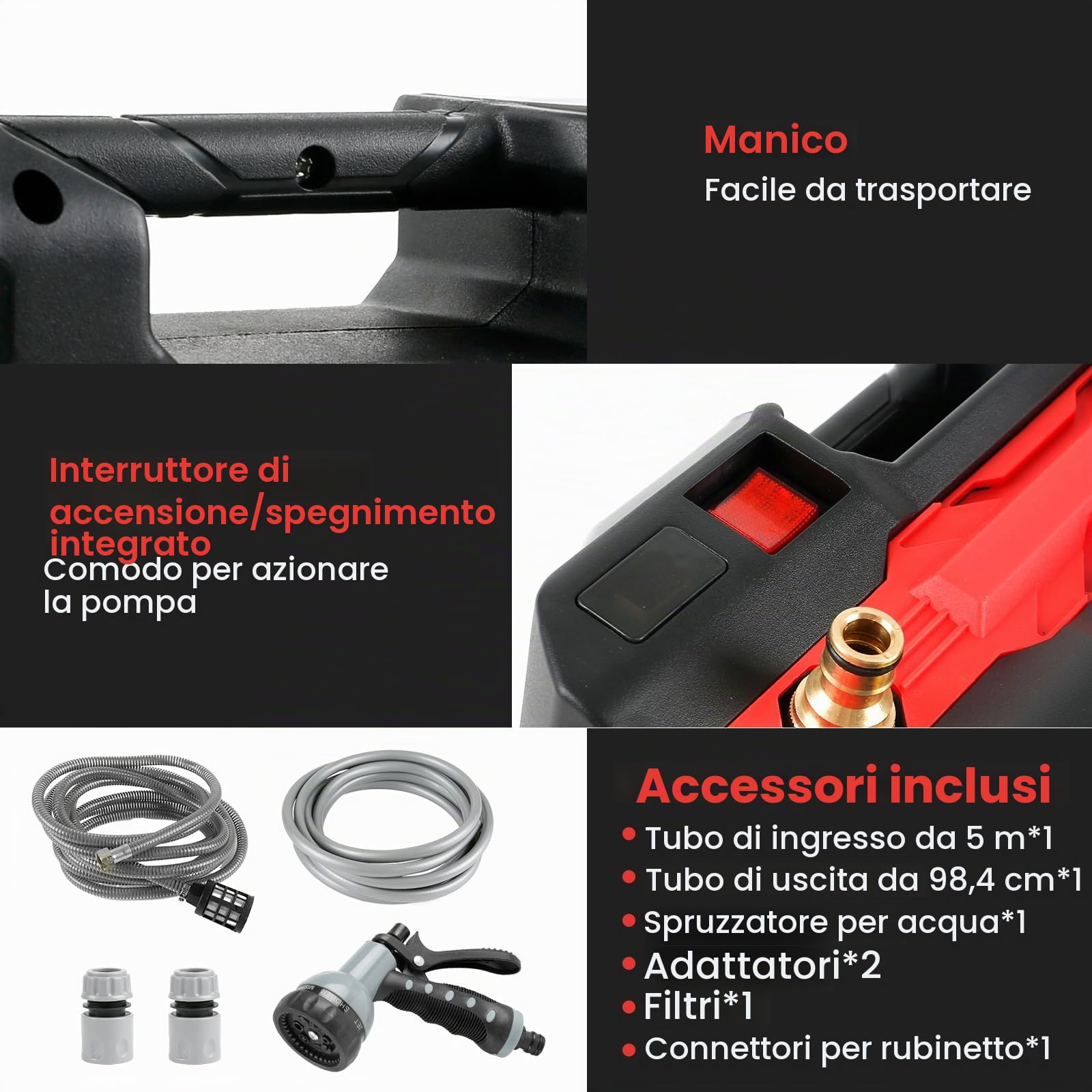 Pompa dell'acqua compatibile con batteria Makita da 18 V, pompa da giardino elettrica, pompa autoadescante portatile senza fili per piscina da giardino, stagno, acquari (solo attrezzi, nessuna