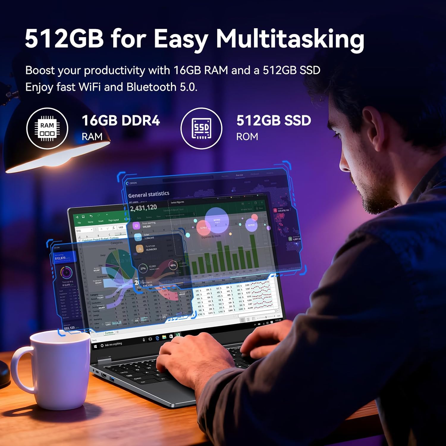 15.6" 2-in-1 Laptop/Tablet with 120Hz Incell Touchscreen,AMD Ryzen 5 7430U (6-Core up to 4.0GHz),16GB RAM 512GB SSD,360° Flip,FHD,Win 11,Backlit Keyboard for Creative Work,Business & Student