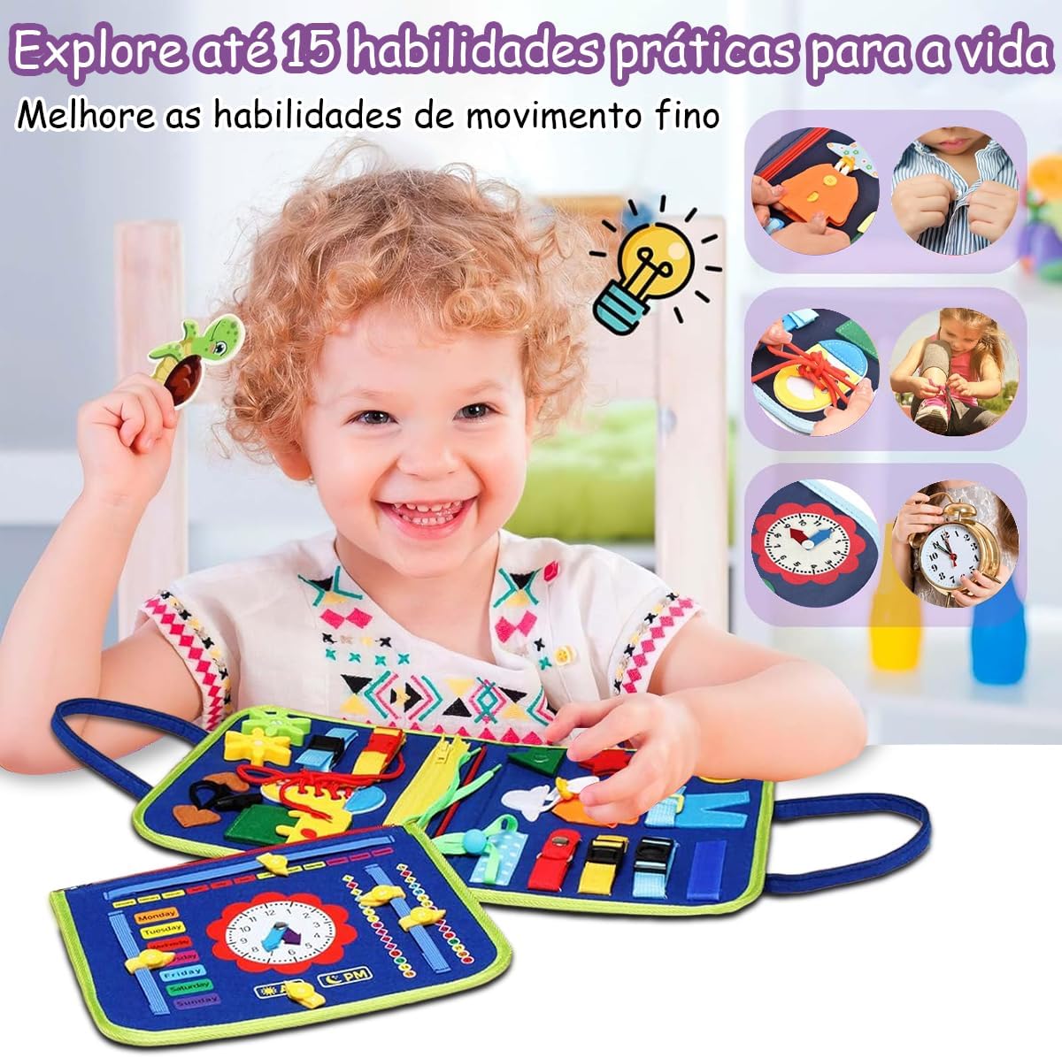 Placa de Montessori Sensorial para Crianças Brinquedo Educativo (Azul)