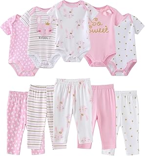 10-Piece Cotton Bodysuits and Pants Set