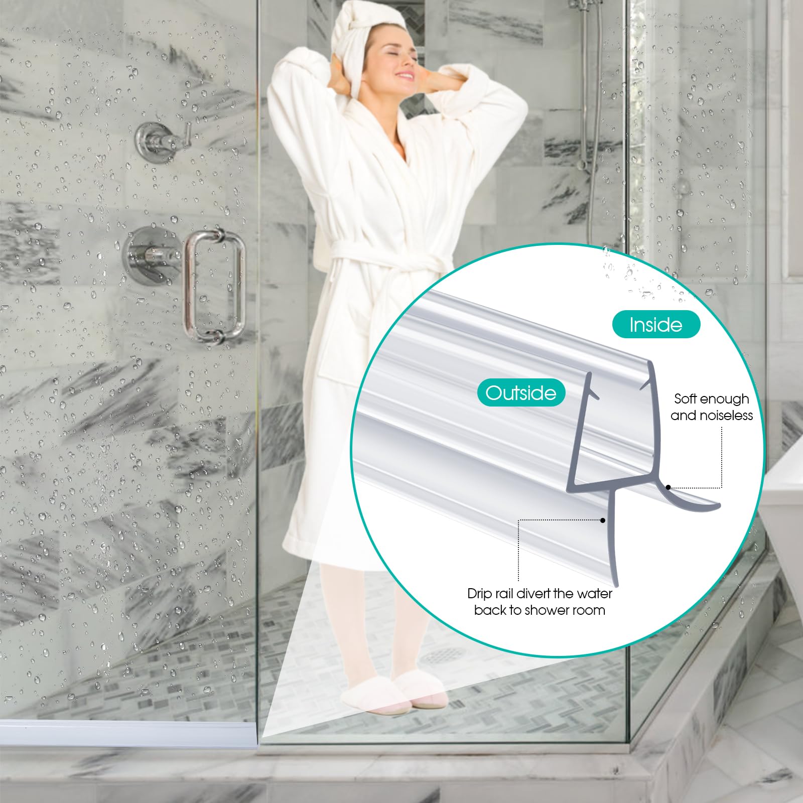 POZIA Clear Frameless Glass Shower Door Bottom Seal | Shower Door