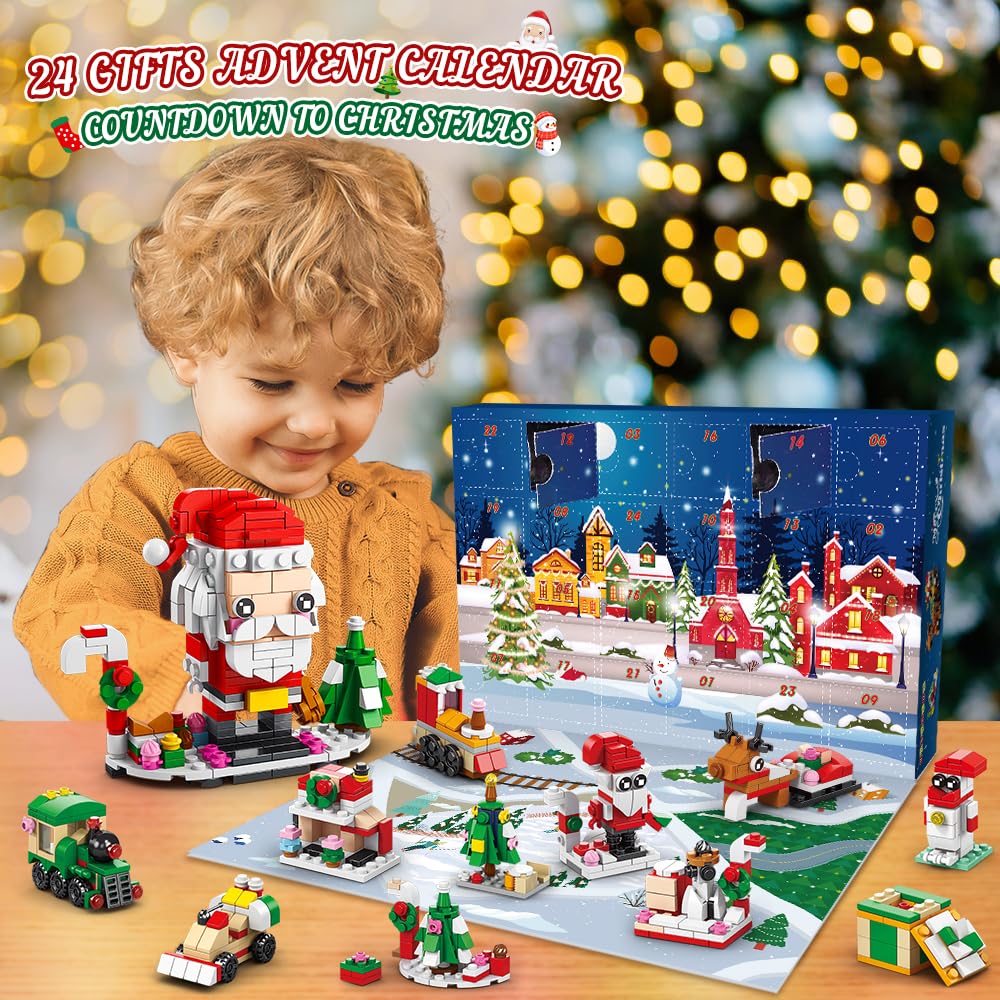Adventskalender 2025 Mit Bauklötzen – 24 Tage Weihnachts-Countdown Für Kinder & Erwachsene | 12-in-1 Klemmbaustein-Set Als Überraschungsgeschenk
