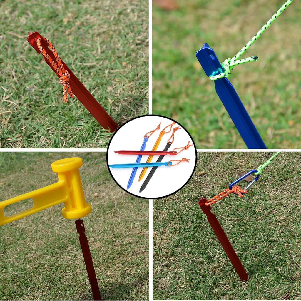 Confezione da 12 picchetti per tenda, picchetti per tenda, picchetti per tenda a forma di Y in lega di alluminio resistente, picchetti per tenda da campeggio, chiodo con corda riflettente per cam