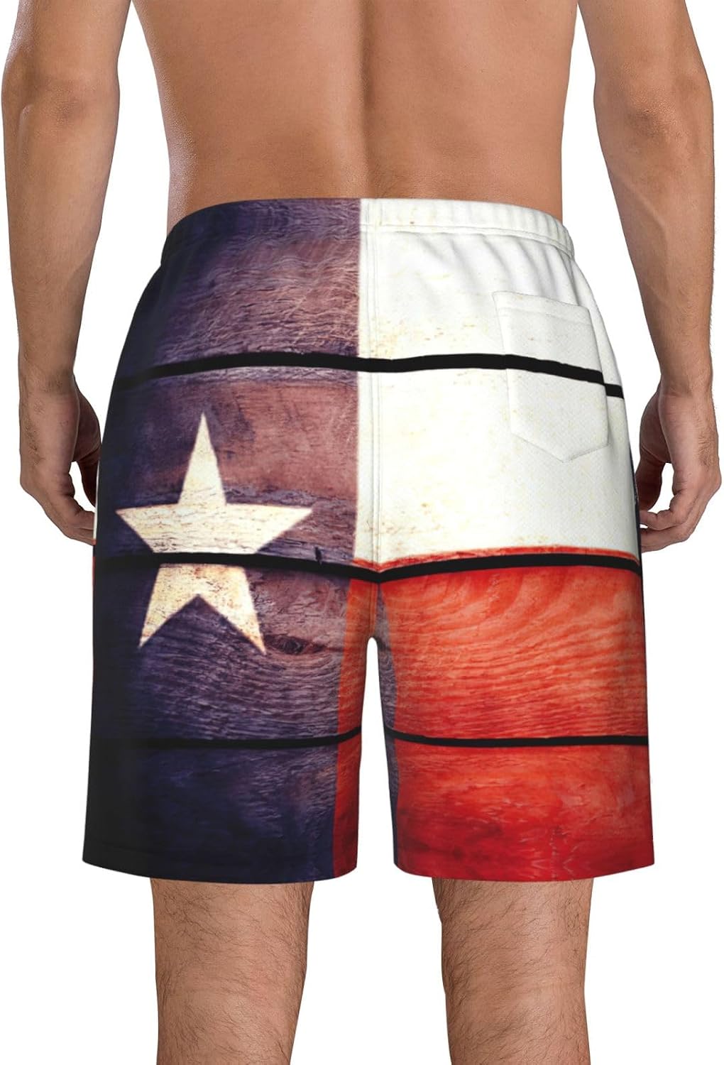 American Flag Pattern Print Men's Hawaiian Beach Shorts Elastic Novelty Summer Casual Shorts with Pocket