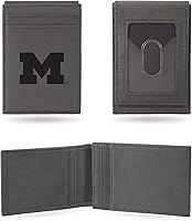 Vista 86 de Rico Industries NCAA - Cartera de bolsillo frontal grabada con láser gris, compacta, cómoda, delgada