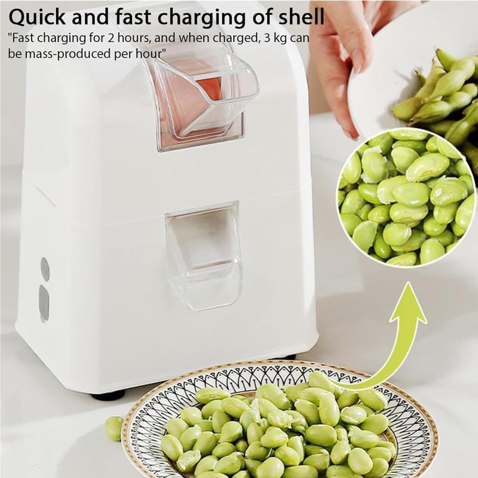 Machine électrique à écosser Les Pois, Machine Automatique à écosser édamame Et Haricots, Rendement élevé 3 Kg/h, Outils électriques pour écosser Les Haricots Et Le Soja pour Cuisine à Domicile