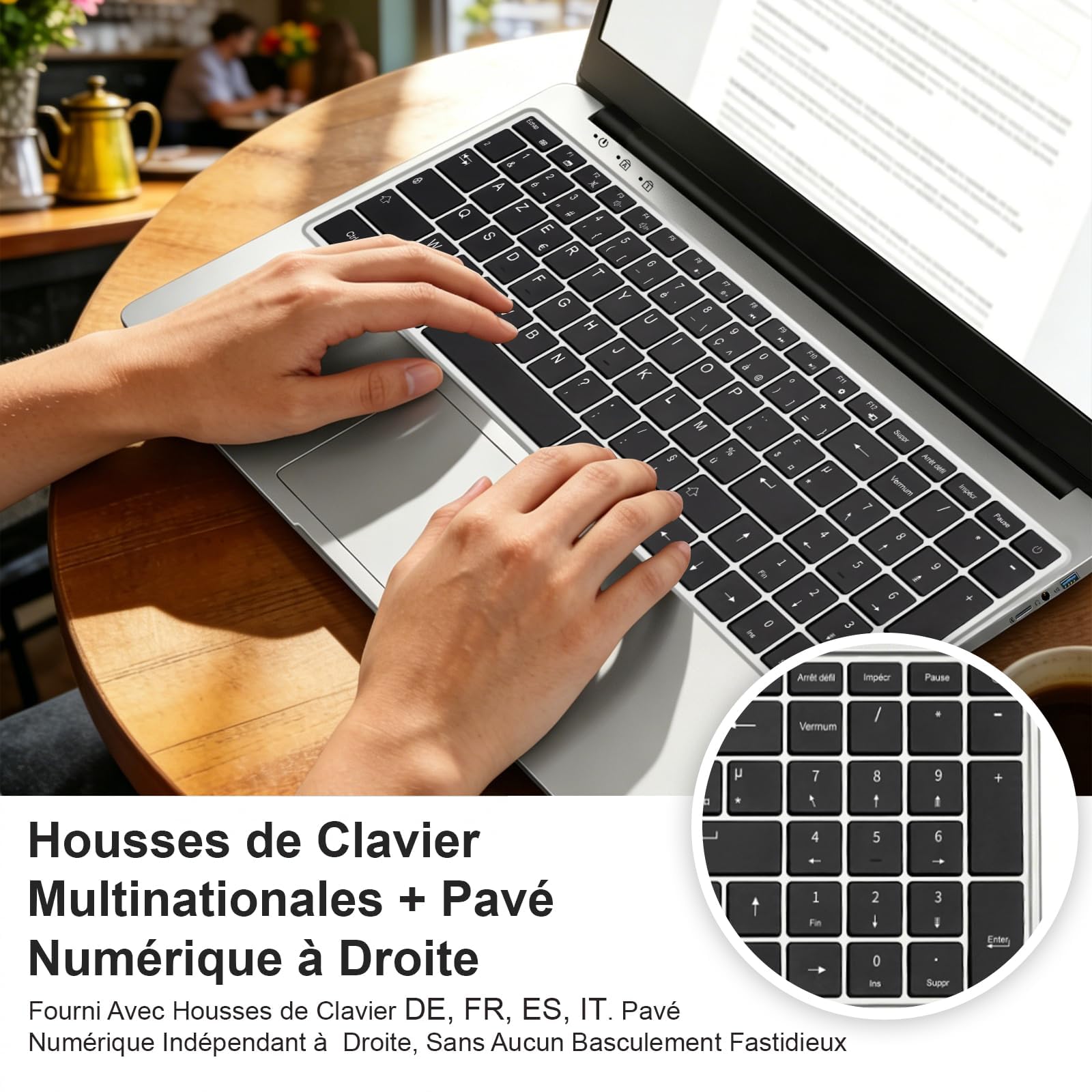 Portatil Laptop Windows 11, Funda Silicona Teclado QWERTY, Ordenador Portatil 15,6", Office 365 1 Año Preinstalados, 5205U (hasta 2,3GHz), 4GB RAM 128GB Ampliable TF 512GB, Portatiles Baratos y Buenos