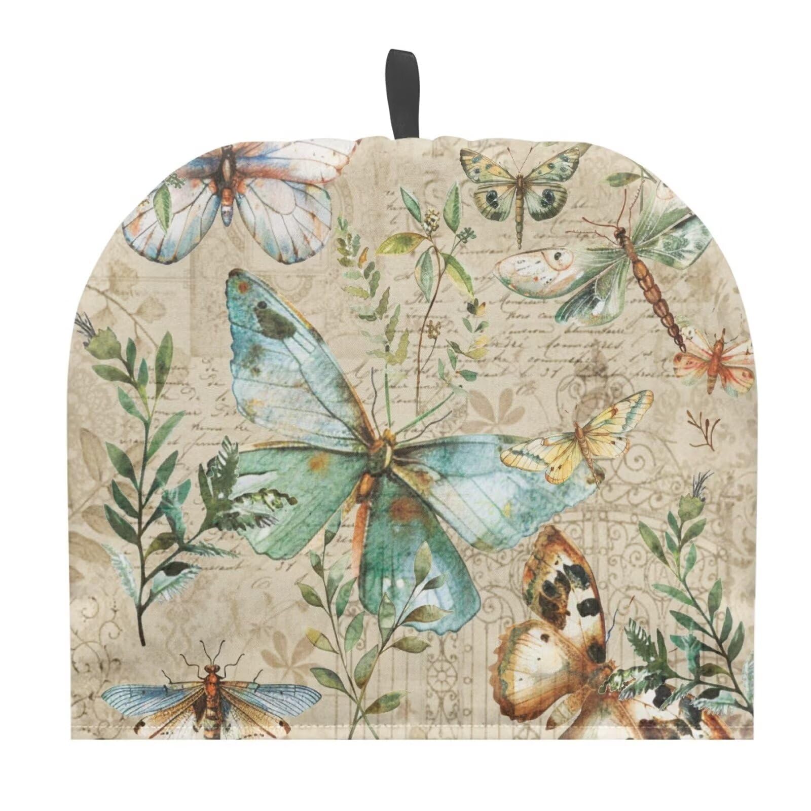 Multicolored Butterfly Floral Tea Cozy for Teapot, 12.9 x 10.4 Inches, Polyester &amp; Polyester Blend, Passive, Tea Cozy, Teapot Cover