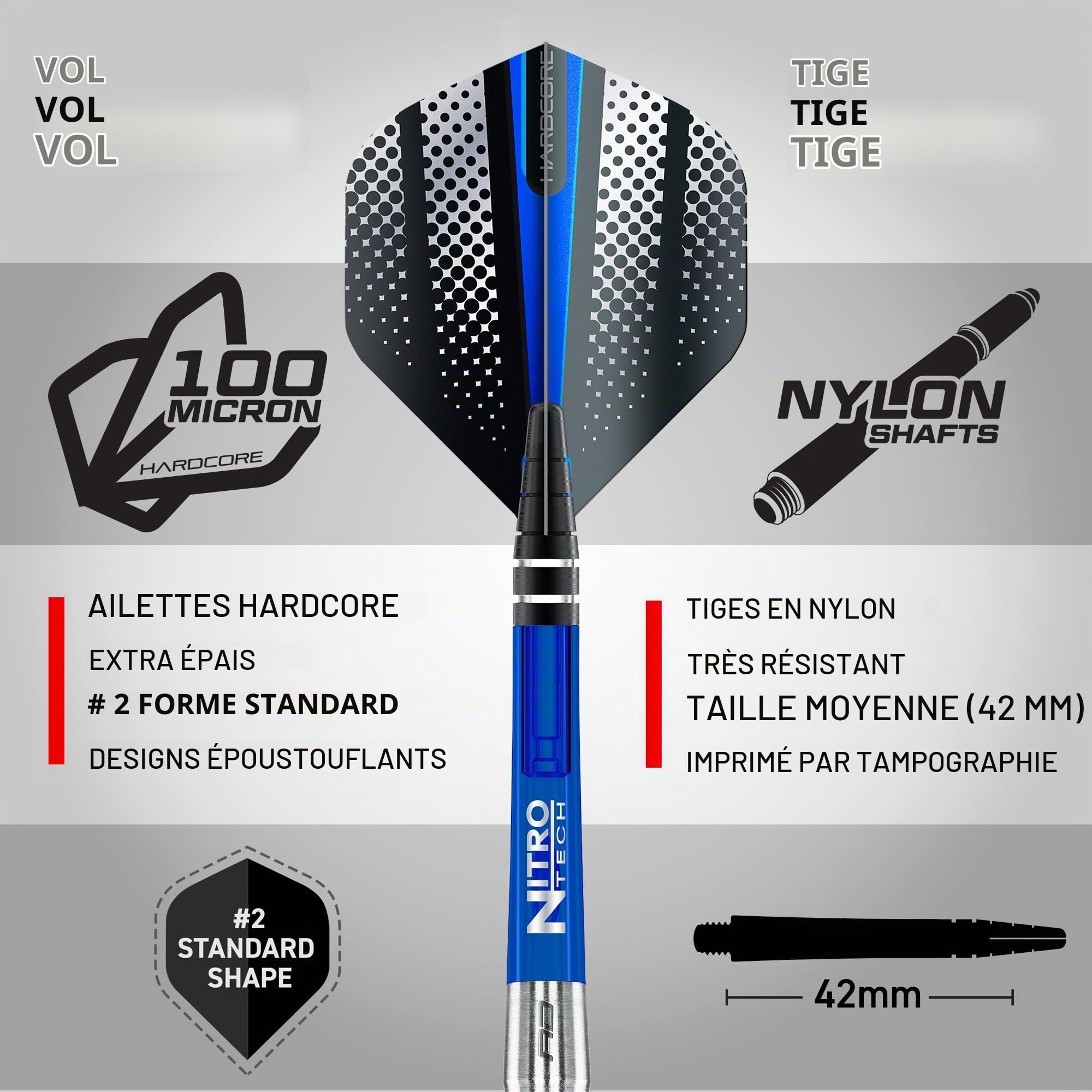 RED DRAGON Darts | Razor Edge Original 24g Pointe Acier | Set de Fléchettes en Tungstène | Set de Fléchettes Pointe Acier | Original, Black, Spectron, Extreme | Ailettes de Fléchette | 20g-33g