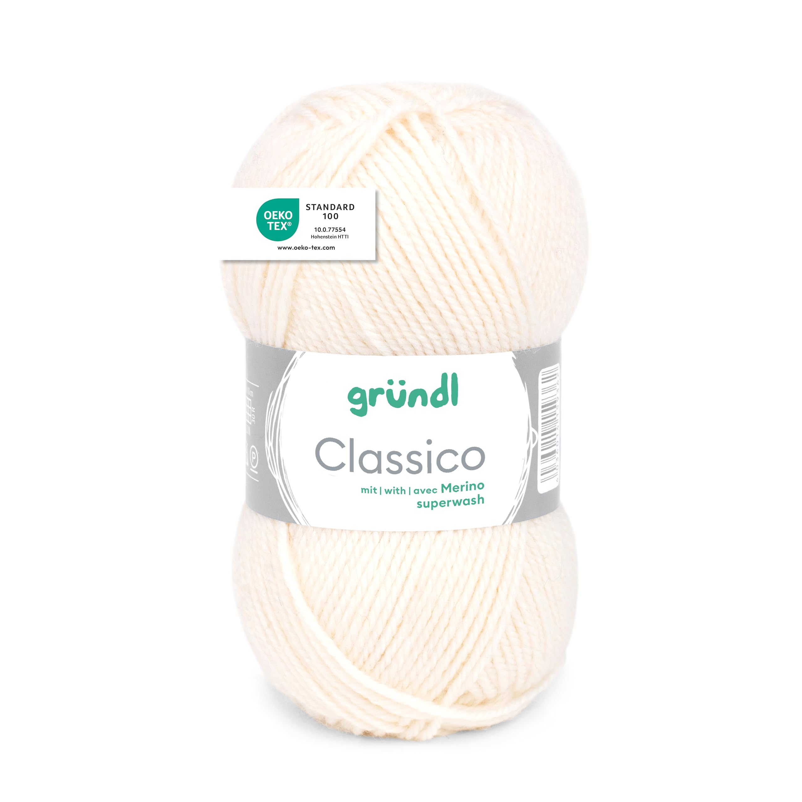 Gründl Classico wol (Oeko-Tex®-gecertificeerd breigaren van 50% scheerwol ( Merino) & 50% polyacryl, 50 g/120 m, naalddikte: 3,5-4,5, 10 bollen à 50 g), zwart
