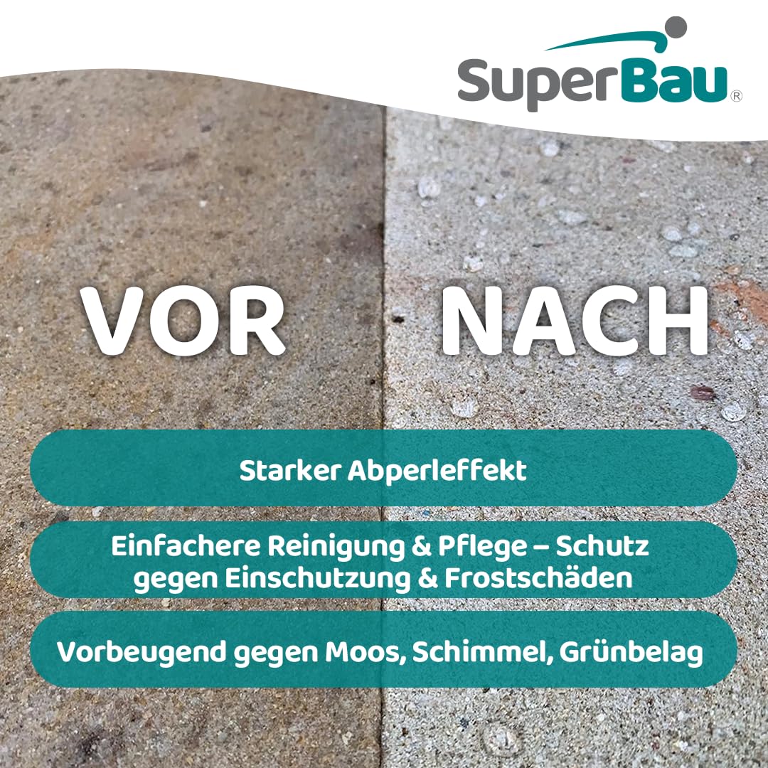 Steinimprägnierung 20L, Außen & Innen, Steinversiegelung für Naturstein, Stein, Klinker & Putz, Benzin- & Lösemittelfrei, Imprägniermittel gegen Grünbelag, für Steinplatten, Pflasterstein