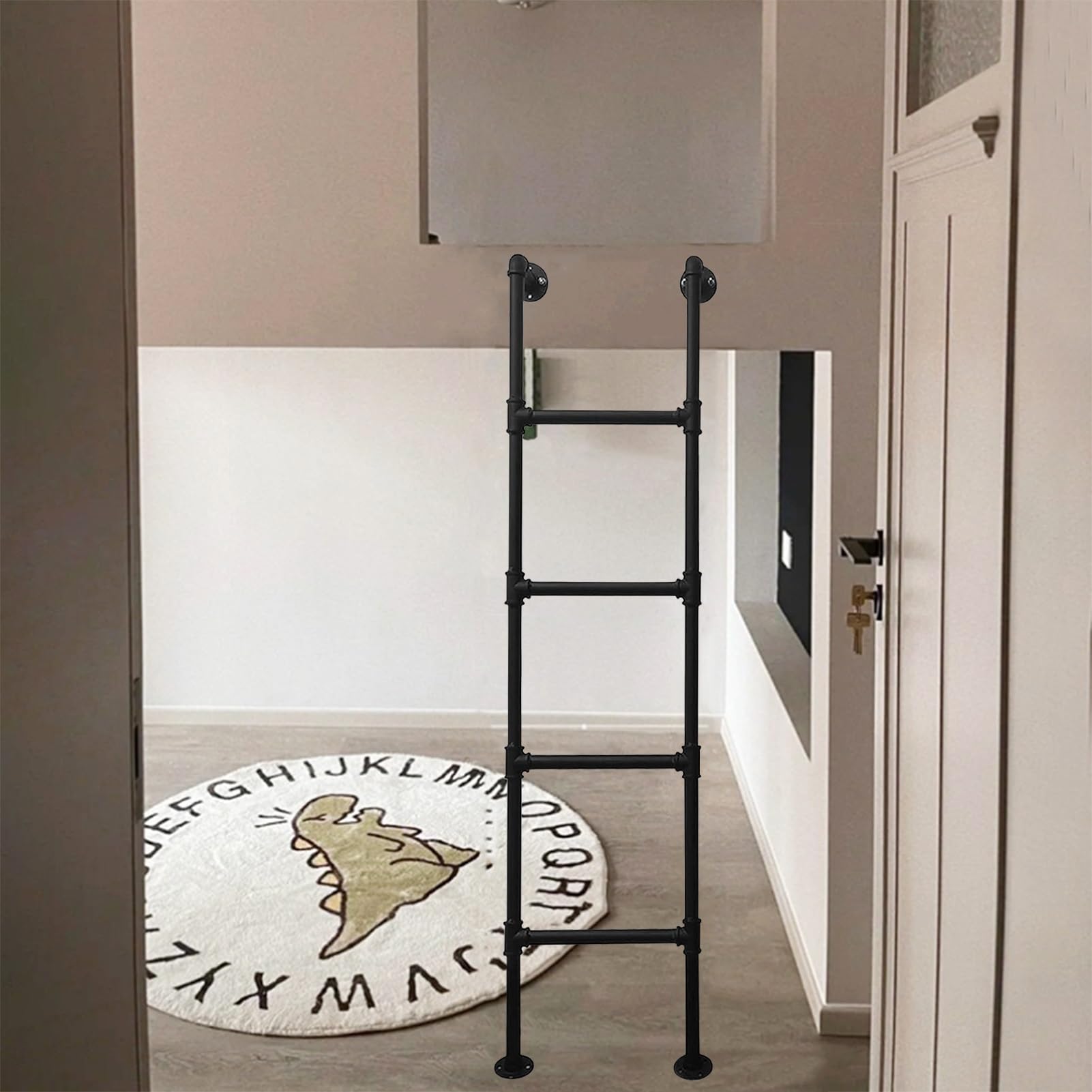 Escalera de hierro forjado de 4 a 8 peldaños con diseño robusto y compacto para el hogar