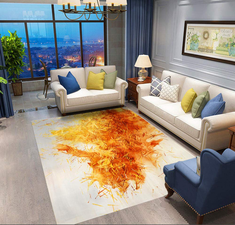Simmia Home Modern Durable Area Rugs Orange yellow gray white Traditional Carpet Indoor Floor Living room Kitchen Bedroom Bathroom Non-slip Healthy, size: 80 * 160CM