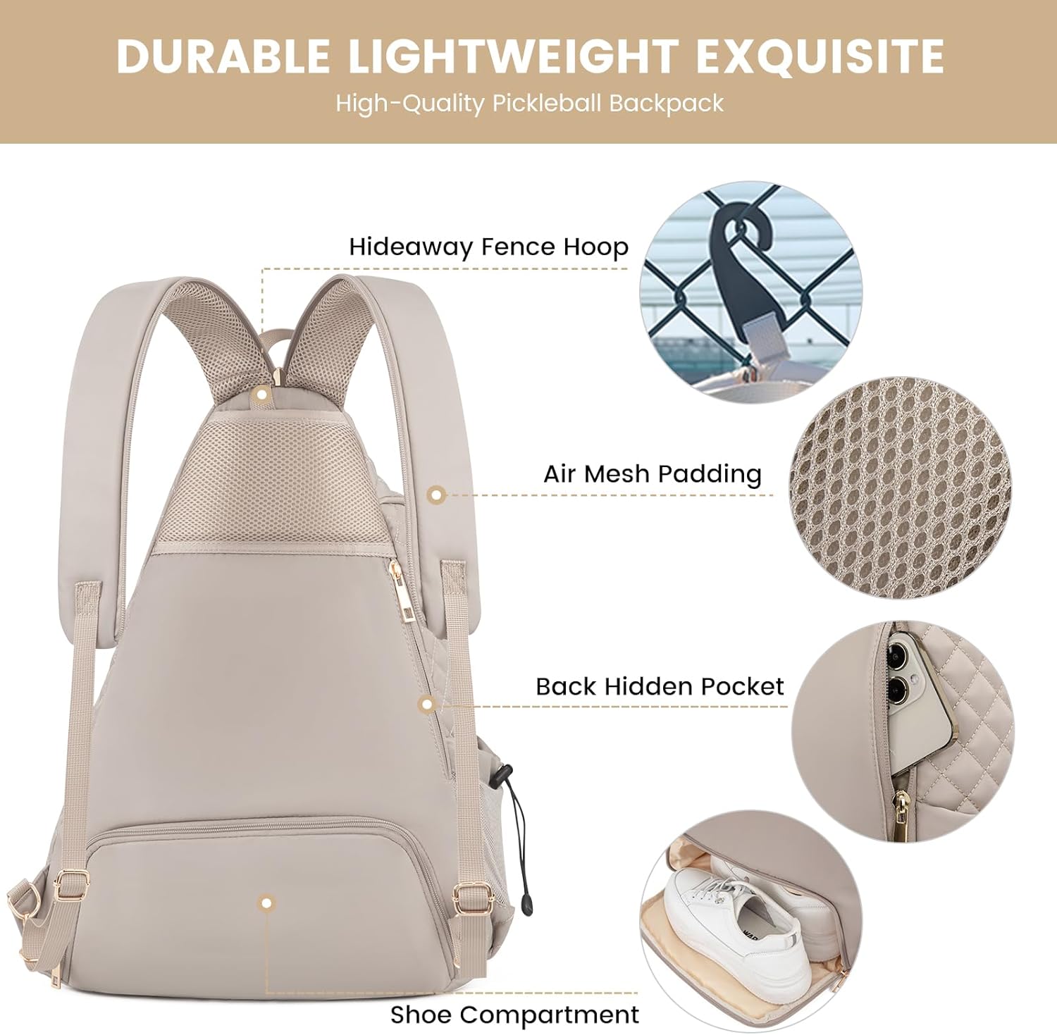 Sucipi Women's Pickleball Backpack - Quilted Crossbody Sling Bag for Tennis & Pickleball Paddle