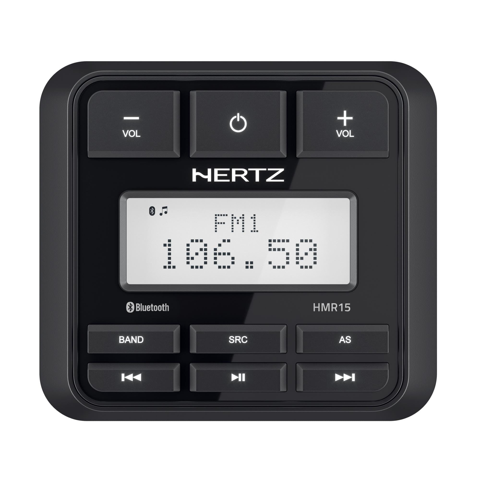 Hertz HMR 15 – Digitaler Media Receiver mit Bluetooth 5.0, USB-Playback, wasserdichter Front (IP65) für Marine- und Outdoor-Anwendungen | Bluetooth 5.0, USB, Matrixdisplay 2,8 Zoll, IP66, 3 Senderspeicher, AUX-Eingang