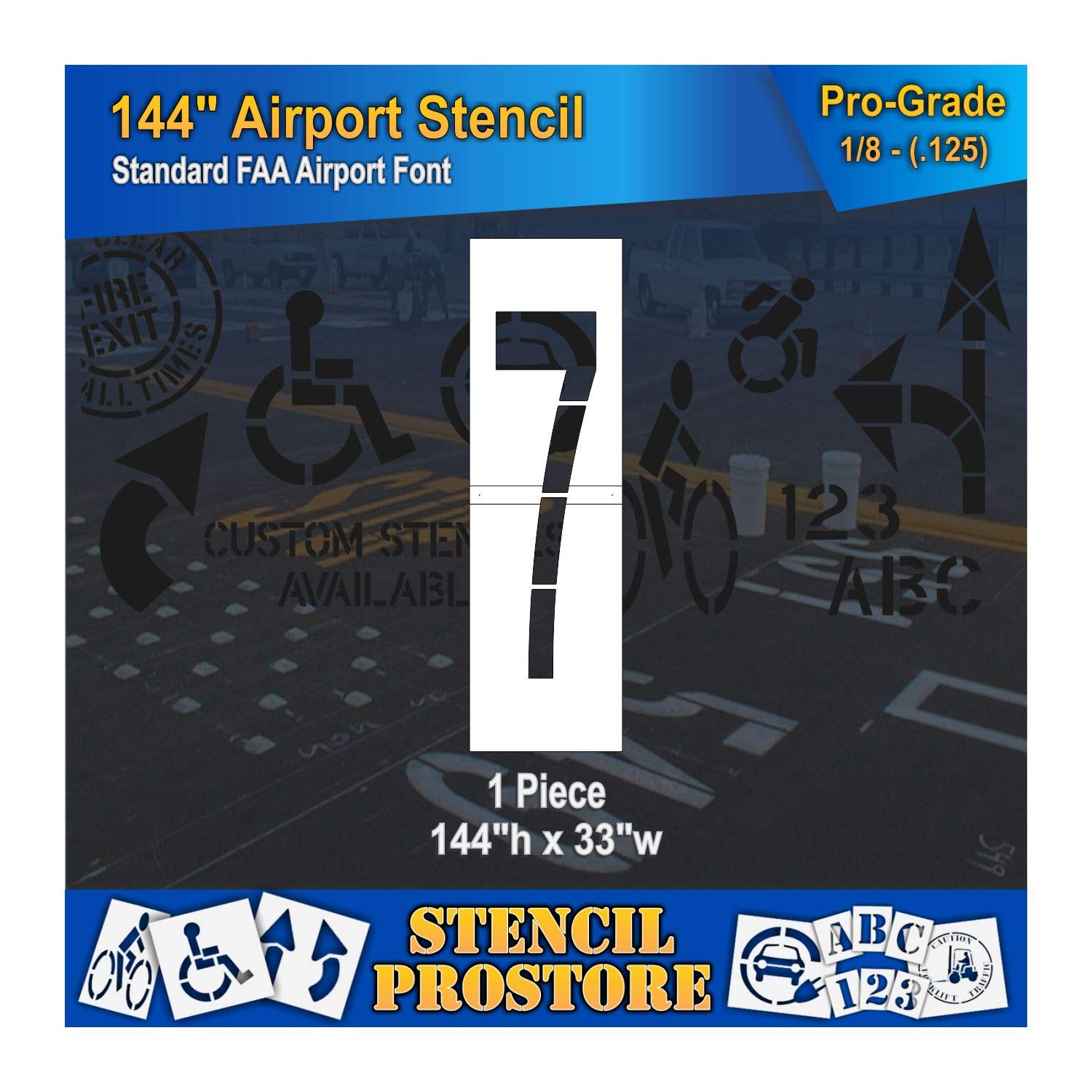 Airport FAA 144in. Number 7 Stencil - 144'' x 40'' x 1/8" (128 mil) - Pro-Grade