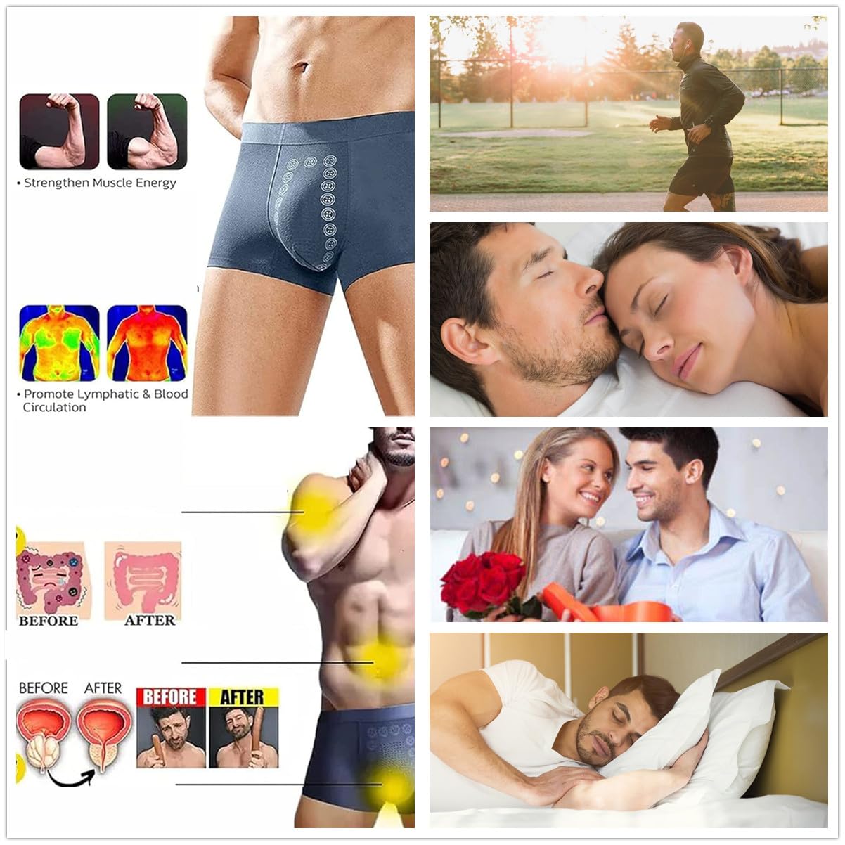Ropa interior de terapia magnética para masaje, suave, transpirable, calzoncillos tipo bóxer antirozaduras