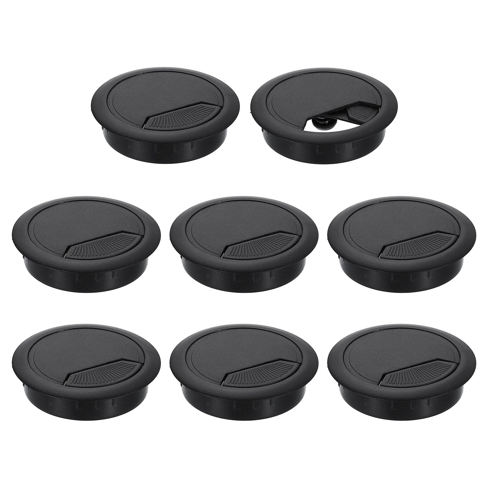 uxcell 8 Pcs 60mm (2.36 Inch) Desk Grommet, Plastic Cable Hole Cover, Wire Cord Cable Organizer for Home Office Computer Desk Cabinet, Black
