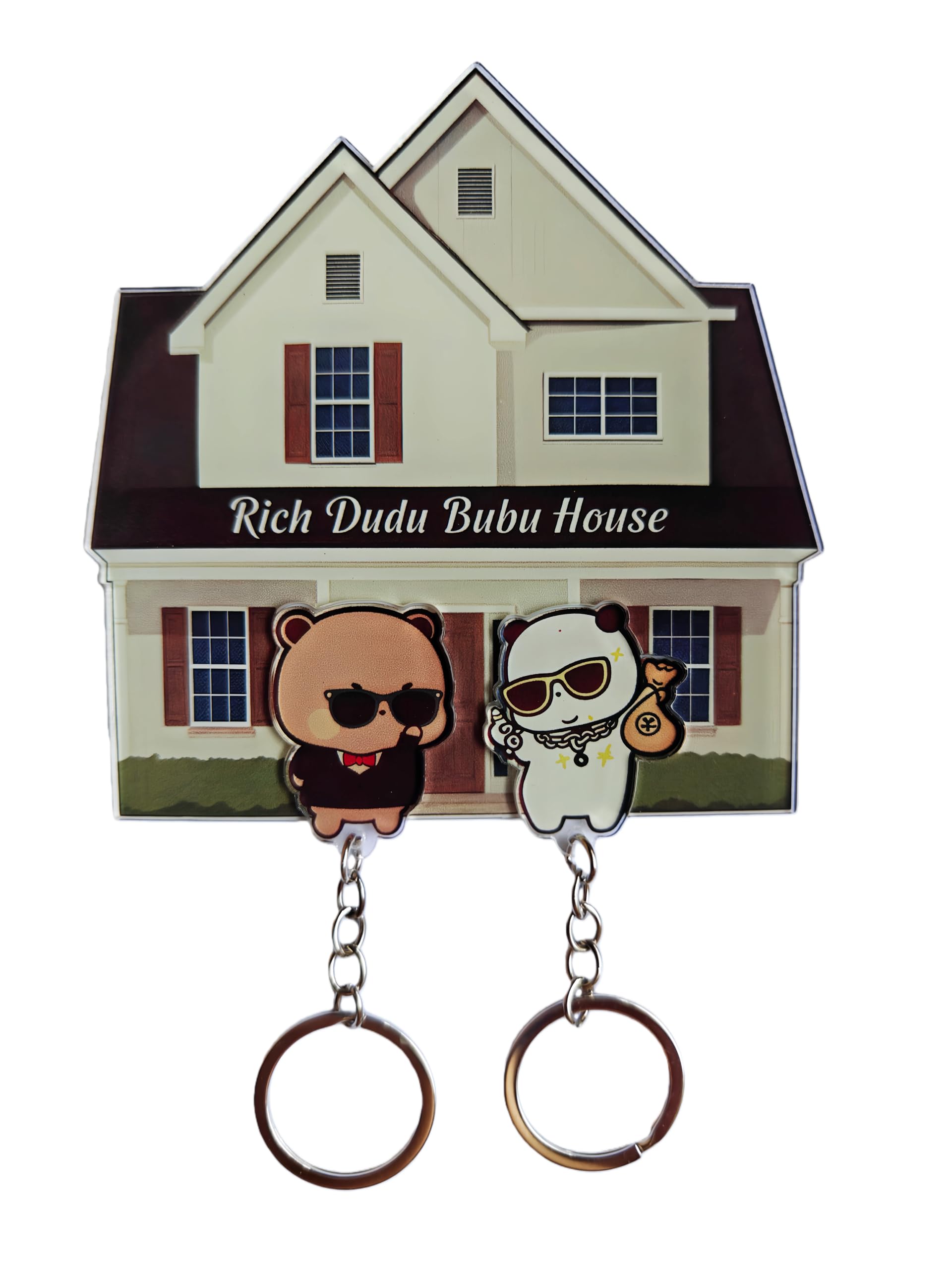 Couple Keychains Holder for Wall, Cute Bears Acrylic Key Chains for for Women Backpacks Car Keys Gifts