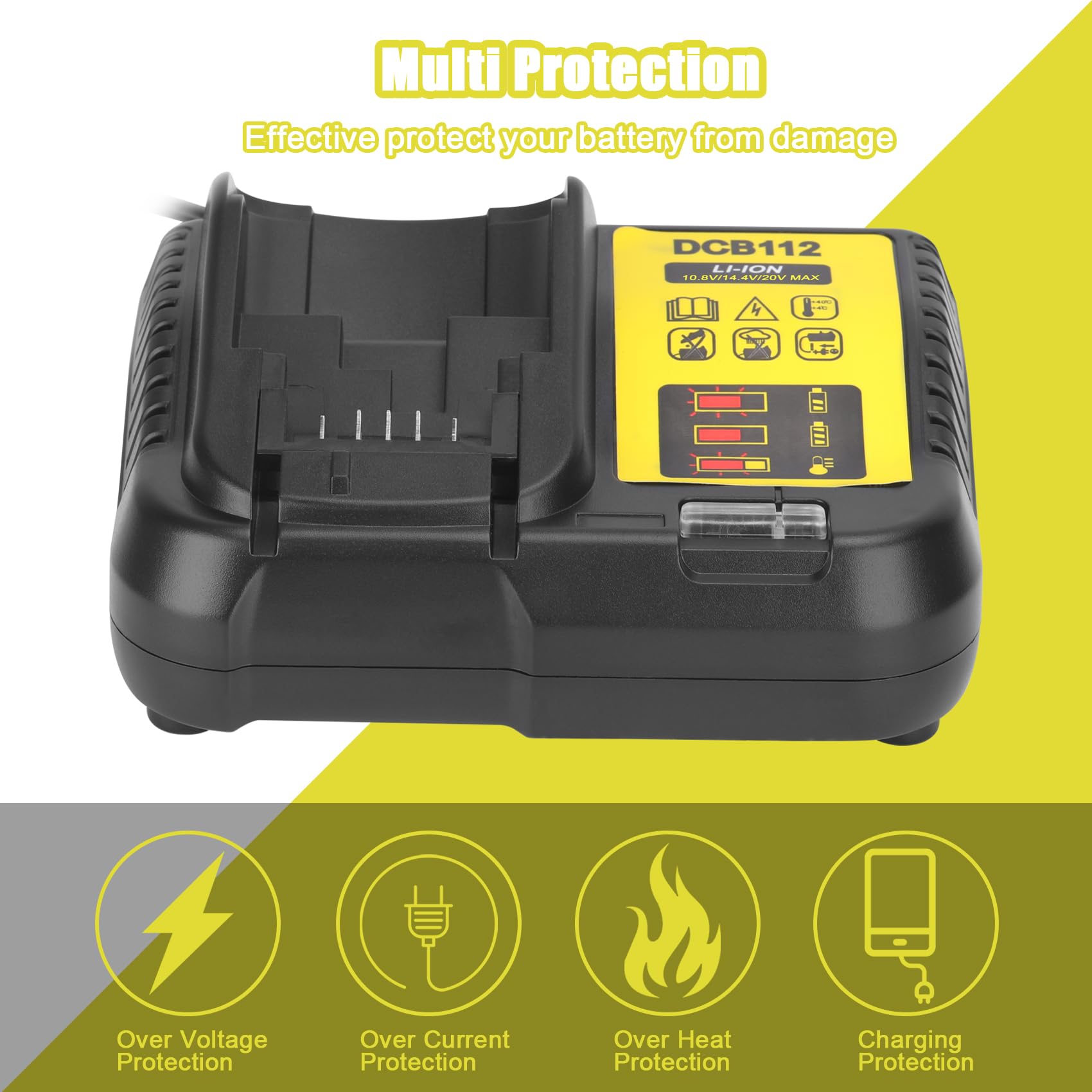 Batterie Chargeur Pour DeWalt 20V DCB206 DCB205-2 DCB112 DCB102 DCB204 DCB206 EB
