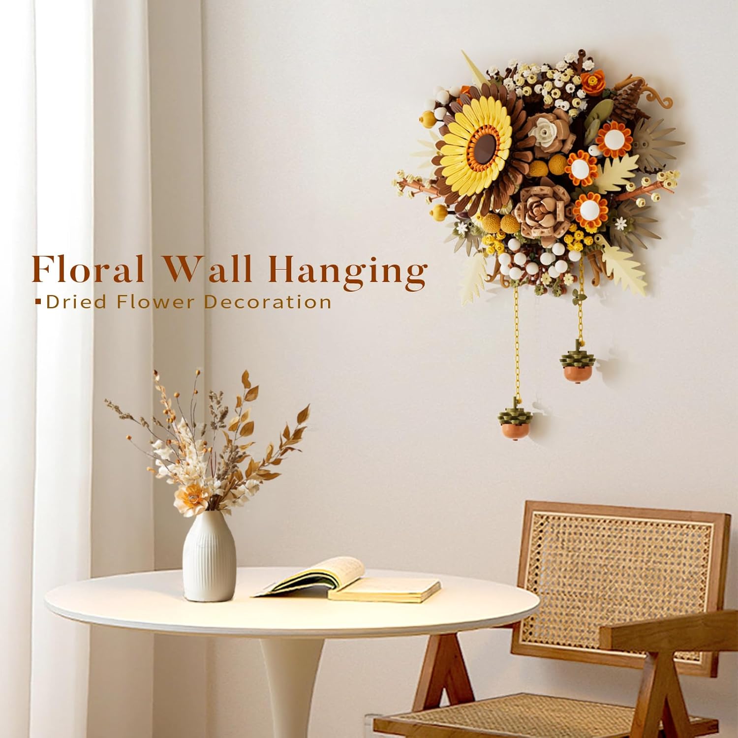 BlockverseXion Flower Building Set Floral Home Decor Botanical Collection Artificial Flowers Ornament Building Blocks Kit for Adults or Kids Valentine's Day Gift Wall Decoration, Home Décor -798pcs