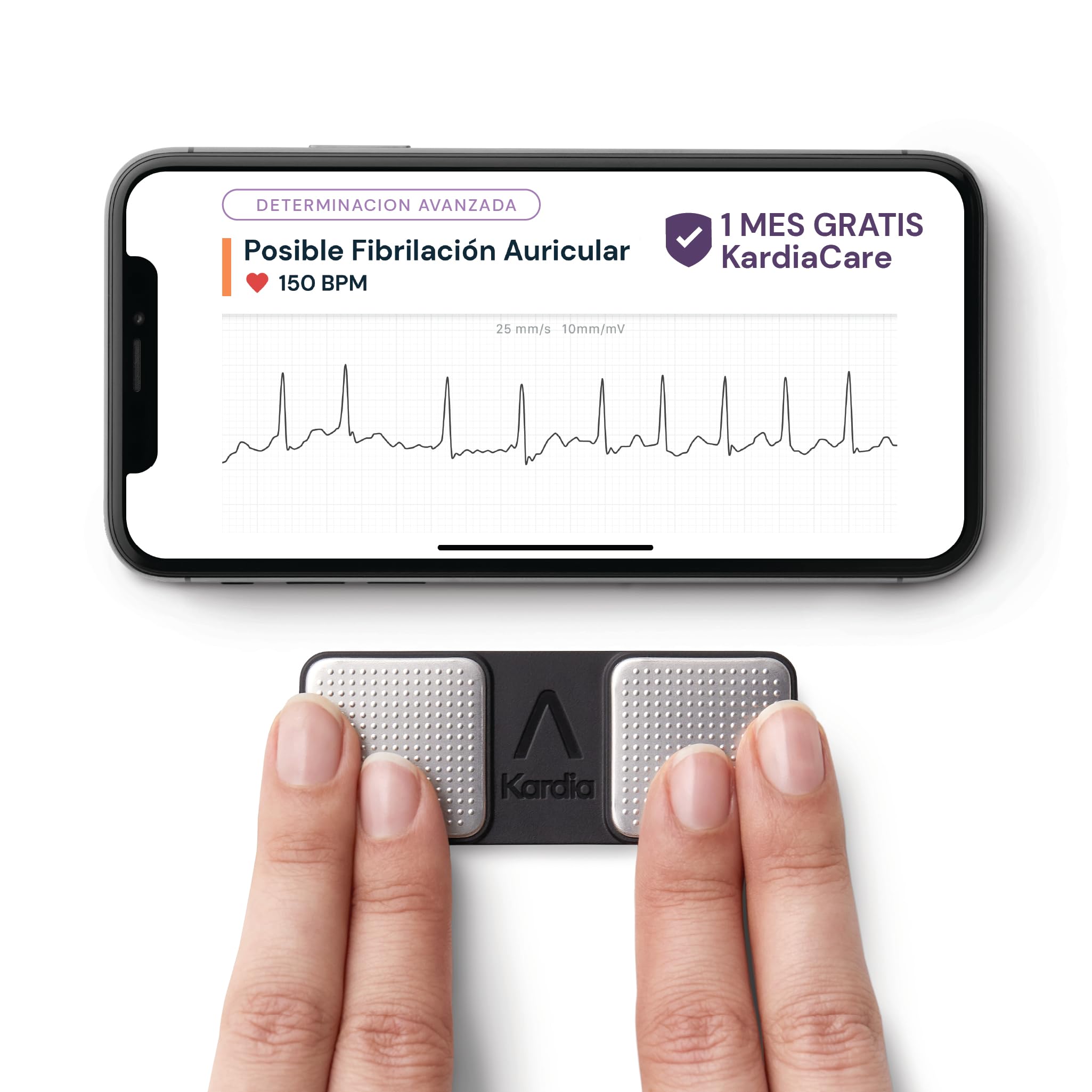 KardiaMobile Electrocardiografo Personal de 1 derivación - Registre ECG en casa - Detecta fibrilación Auricular - Resultados en 30 Segundos - Funciona con la mayoría de los Smartphones