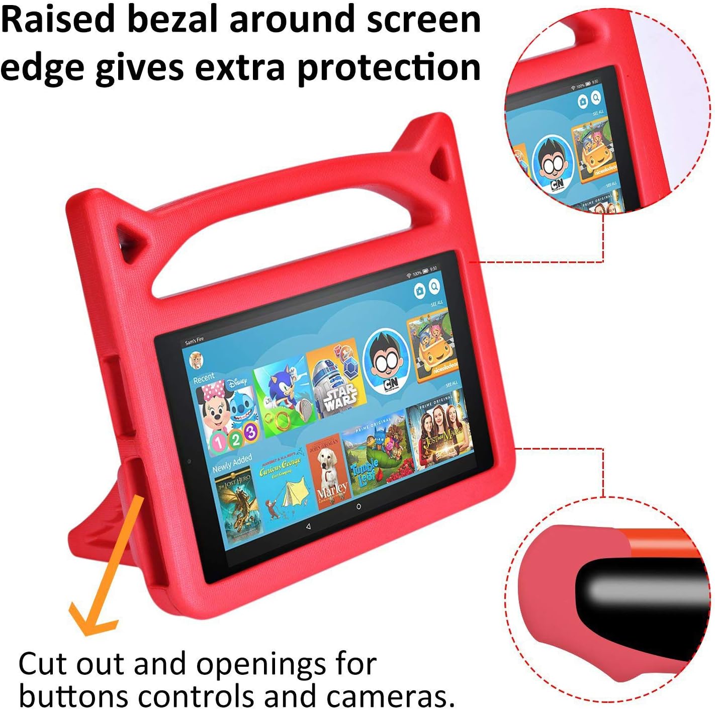 Tablet 7 Case for Kids(2019 & 2017 Release)- SHREBORN Lightweight Shock Proof Case with Stand Handle for 7 Tablets 2019 & 2017 Release Tablets-Red