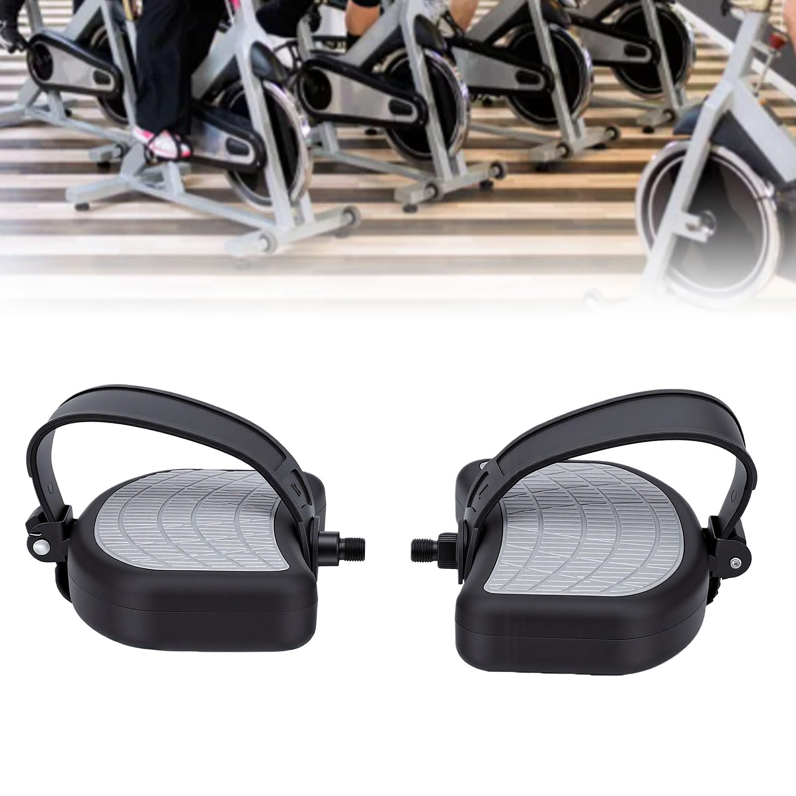 Ejoyous Pedal de Bicicleta Estática Ajustable, Pedales de Bicicleta Estática de PVC PP con Correa Ajustable y Superficie Texturizada Antideslizante, Paquete de 2 para Usuarios de Bicicletas Estáticas
