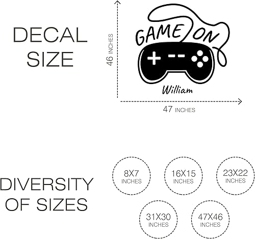 Miniatura 9 de Adhesivo de vinilo Game On Wall para dormitorio de niños, habitación de jugadores, calcomanías de vinilo para pared de juegos, decoración de