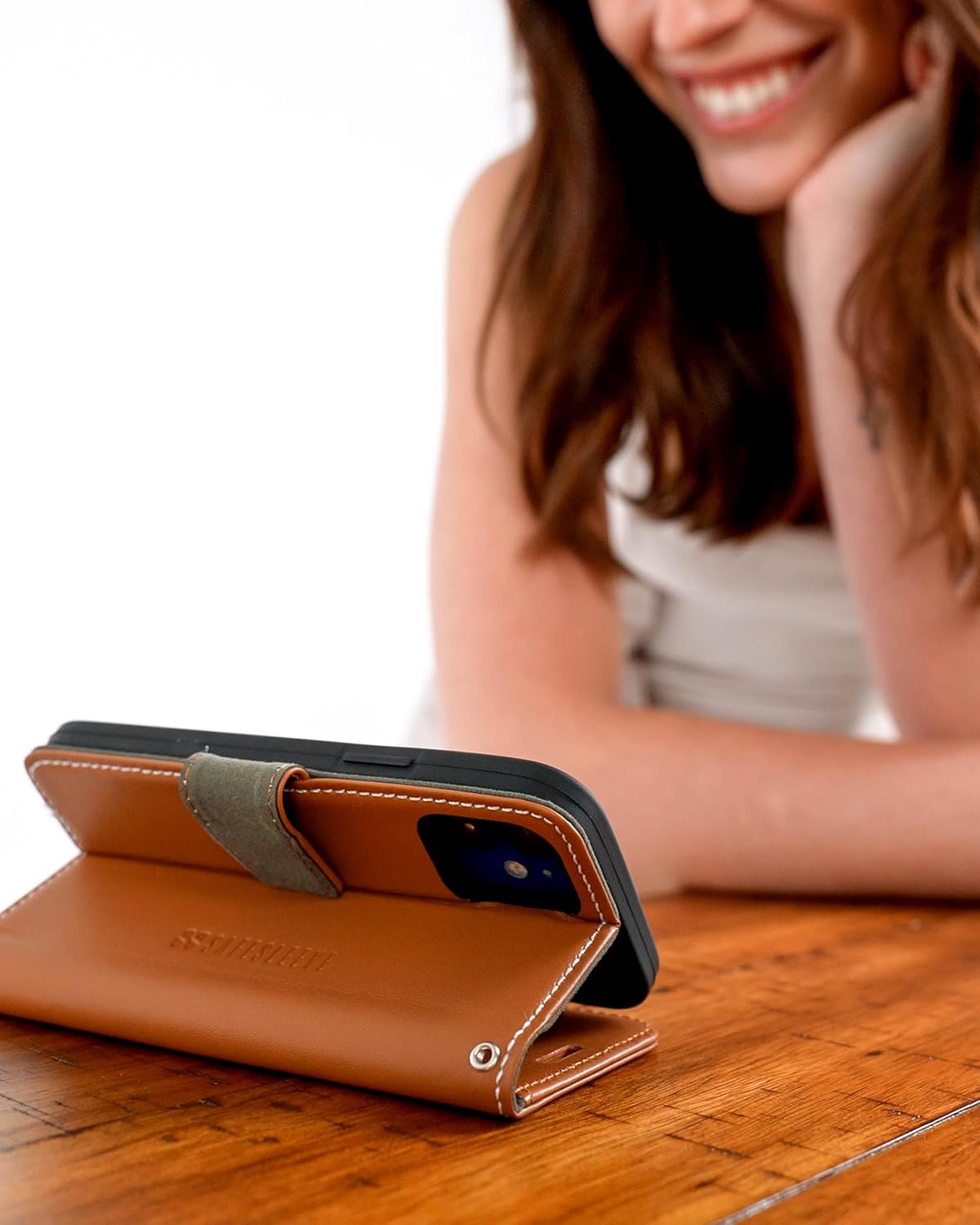 SafeSleeve Wallet Leather Case for iPhone 16 Plus EMF Blocker for Cell Phone with 3 Card Holder & Adjustable Stand – Magnetic Closure, and Magnetic Folio Protection for Daily Use (Leather) - Image 6