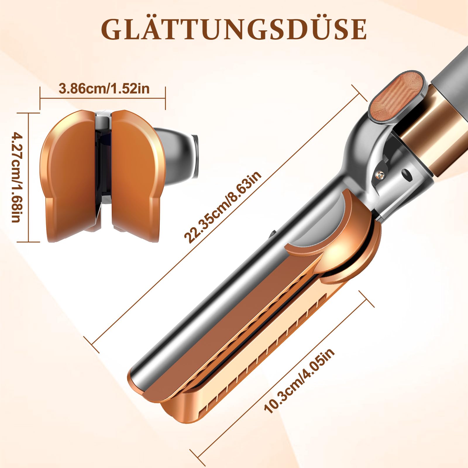 Glätteraufsätze für Dyson Airwrap, Haarglätter-Aufsatz mit HS01/HS05/HS08,dyson airwrap aufsätze mit Airflow Technologie ohne heiße Platten für sanftes Haarstyling mit weniger Schäden. (Kupfer)
