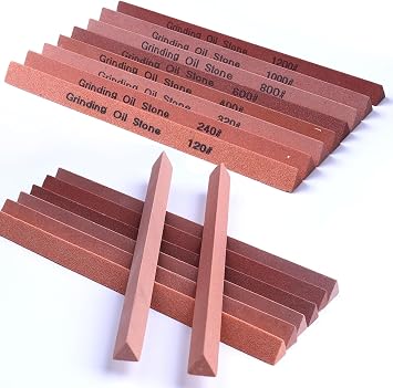 Sharpening Stone Set,16pcs Triangle Sanding Sticks Knife Whetstone Set White Corundum Oil Stone for Knife,Most Bladed&Moldel-120#,240#,320#, 400#,600#,800#,1000#,1200#