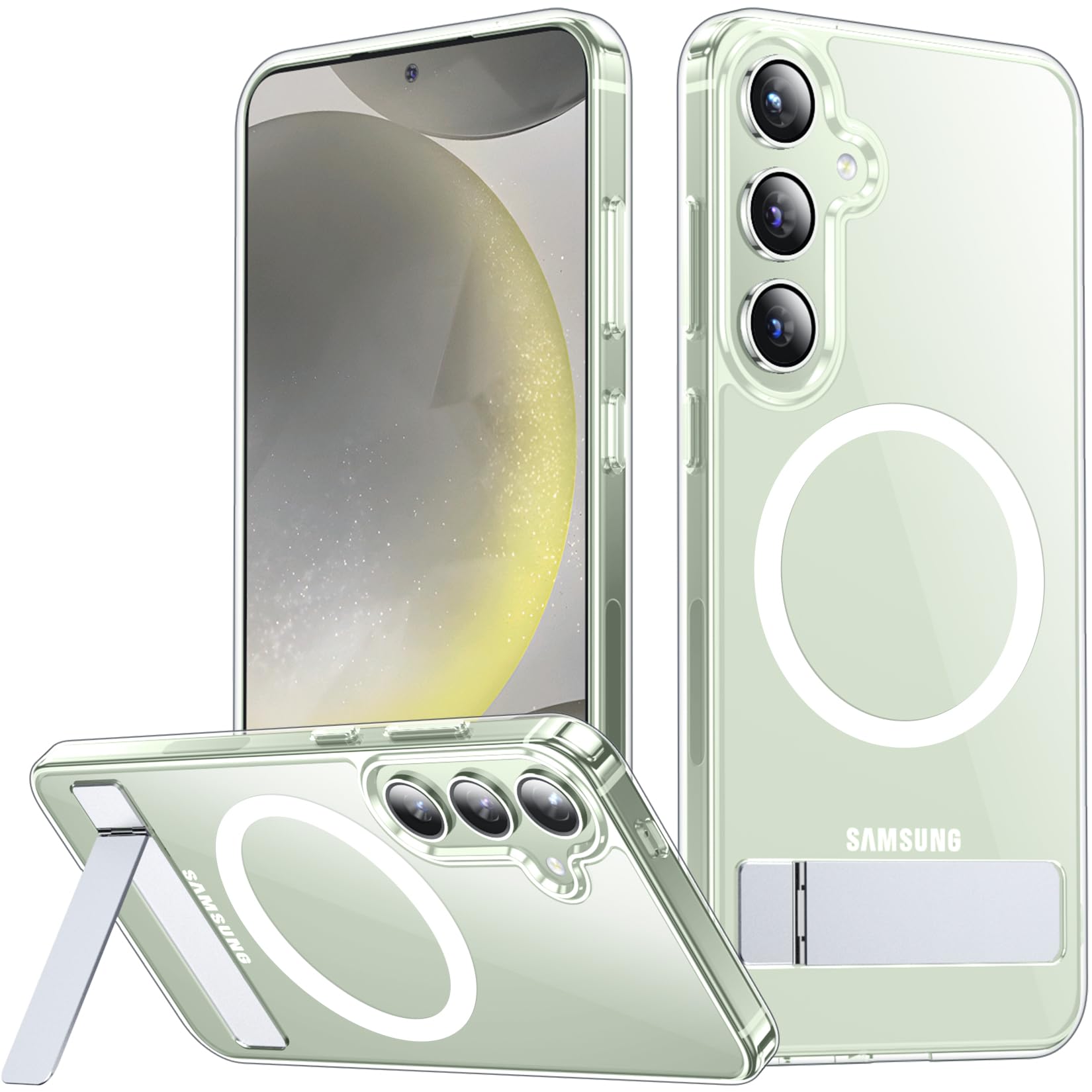 SPIDERCASE for Samsung Galaxy S24 Plus Case, Built-in Stand, Clear Clear S24 Plus
