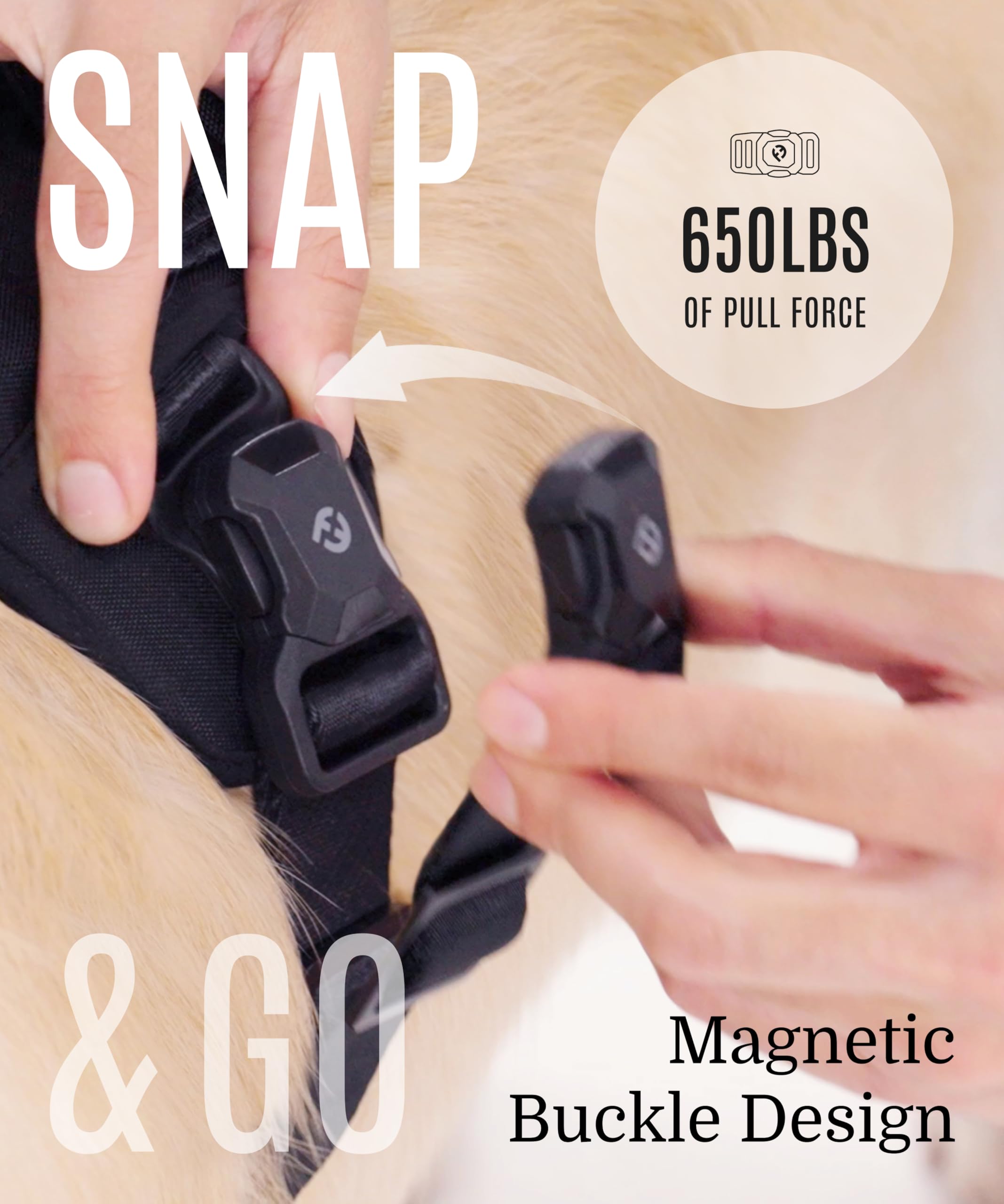 2026 New Edition, Fei & Eve MagEase Dog Harness - 3-Second Magnetic Buckles | 3-Point No-Pull Control | Heavy-Duty 900D Nylon | Dual Safety Handles | Breathable Mesh | Adjustable Fit | Large, Green - image 2
