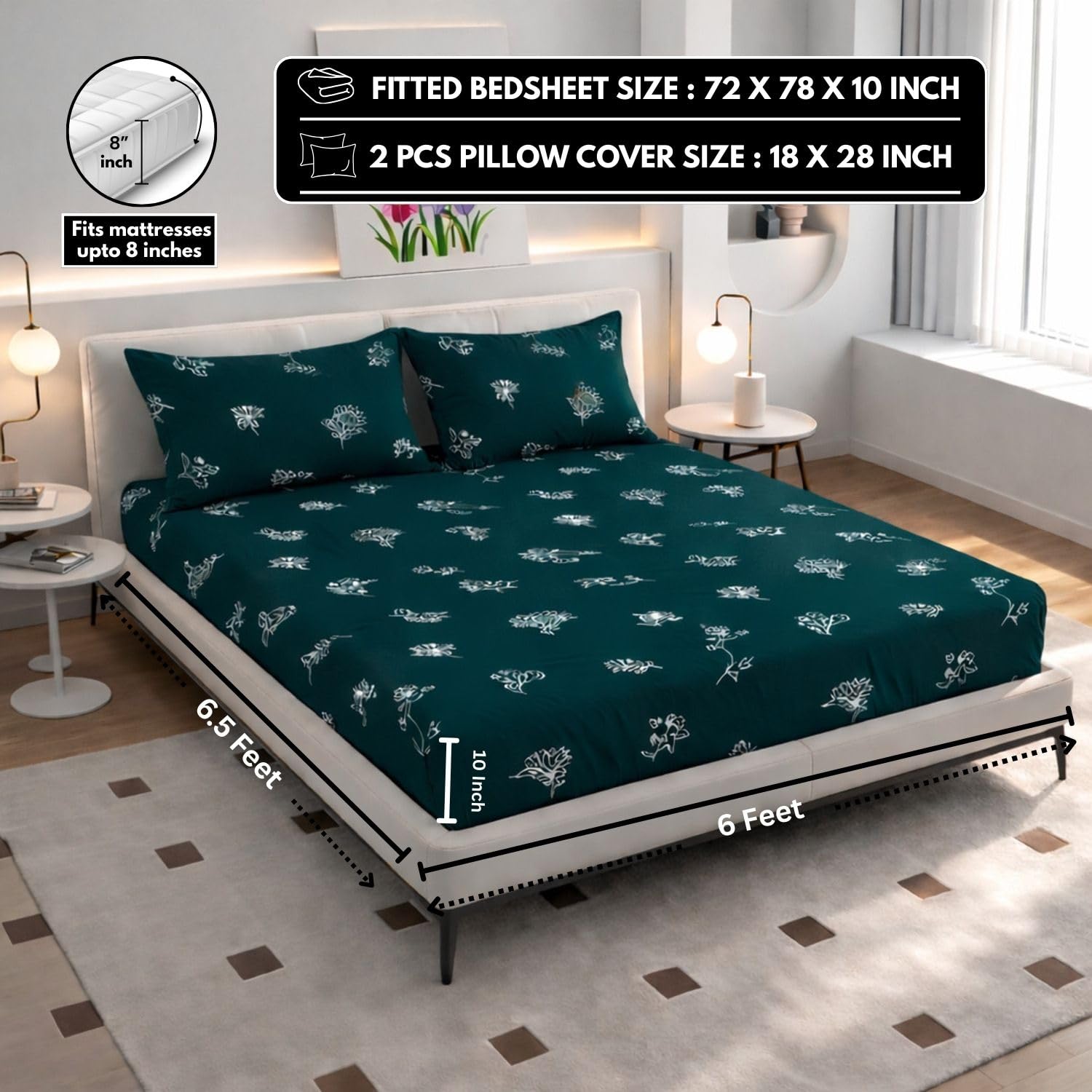King Size Cotton Bedsheet - Floral, Soft & Breathable -2