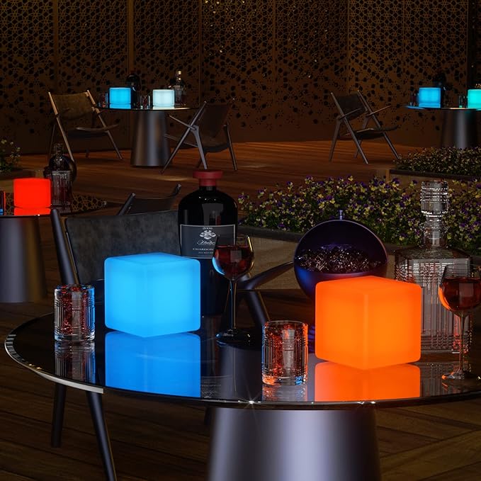 MoNiBloom 6-Inch Led Cube Light 16 Color-Changing Dimmable LED Night Light Mood Lamp, Rechargeable and Waterproof Glowing Neon Cube with Remote for Home Patio Party Accent Ambient Decorative Lighting