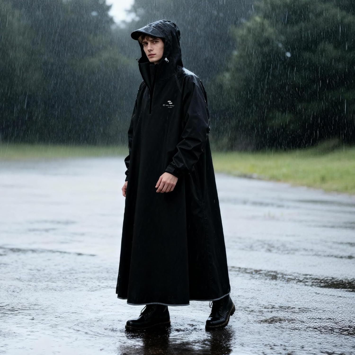 Hooded Rain Poncho for Adults Waterproof Rain Ponchos Lightweight Raincoat Reusable Rain Jacket for Men Women Outdoor - Image 2