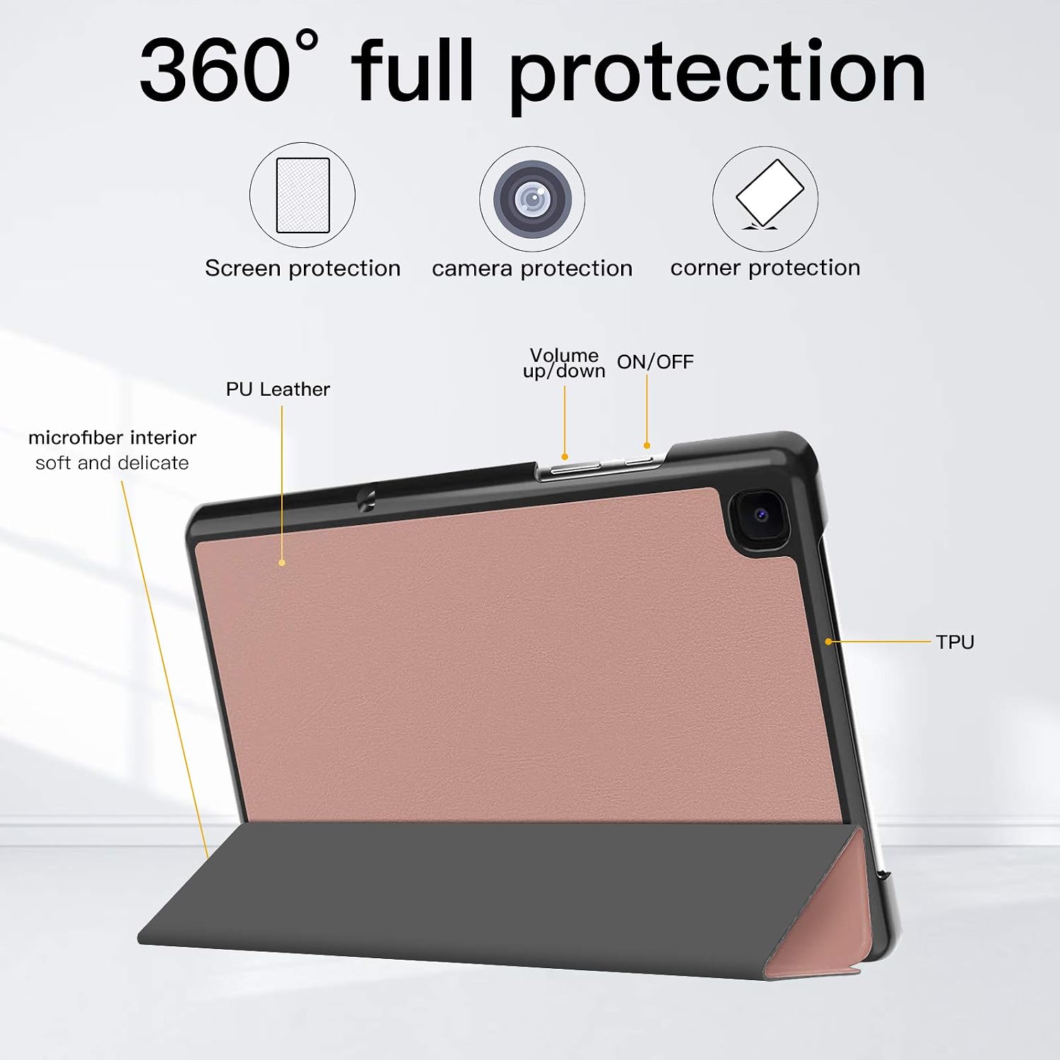 CCMAO Samsung Galaxy Tab A7 10.4 Case 2020, Ultra Slim Lightweight Trifold Stand Smart Case Hard Cover for Galaxy Tab A7 10.4 Inch (SM-T500/T505/T507 2020 Release) (Rose Gold)