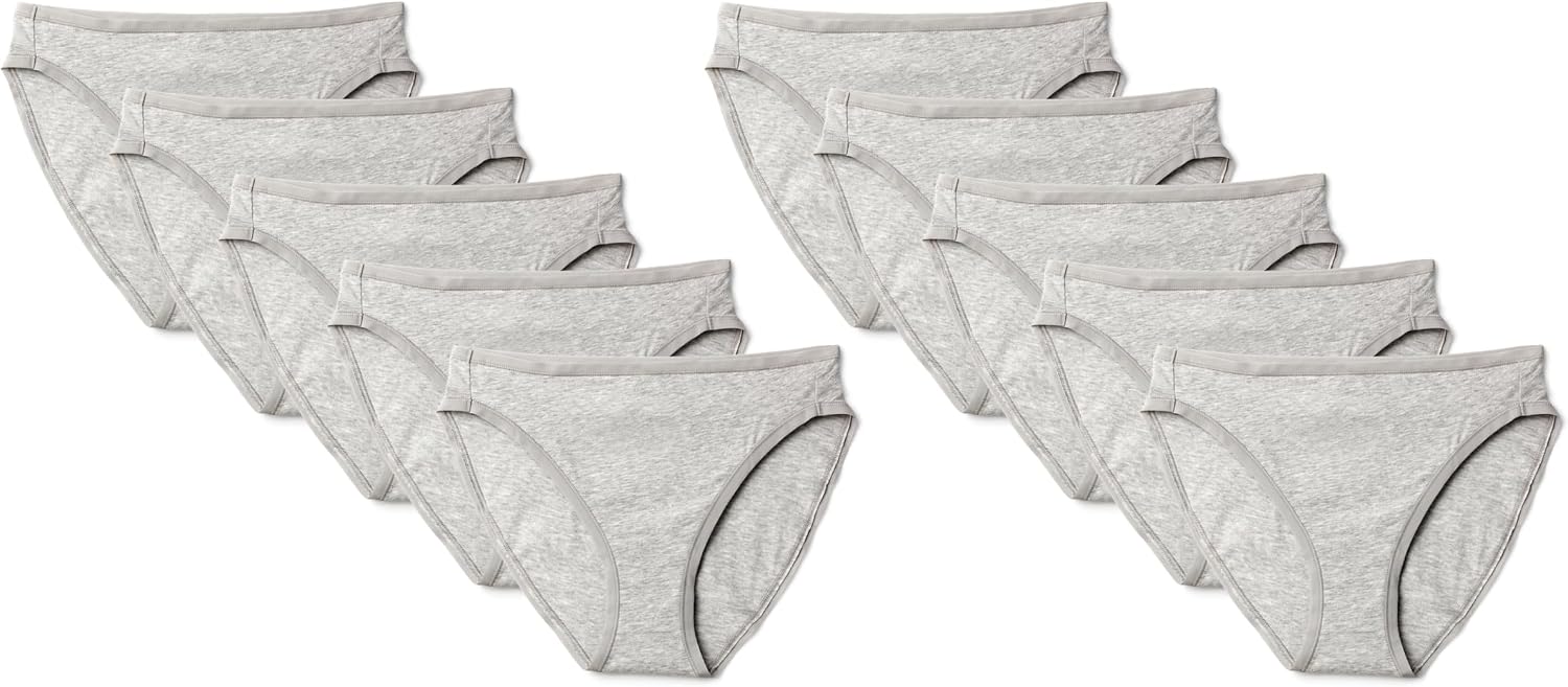 Amazon Essentials Women's Cotton Spandex High Leg Brief Underwear, Breathable, Multipacks