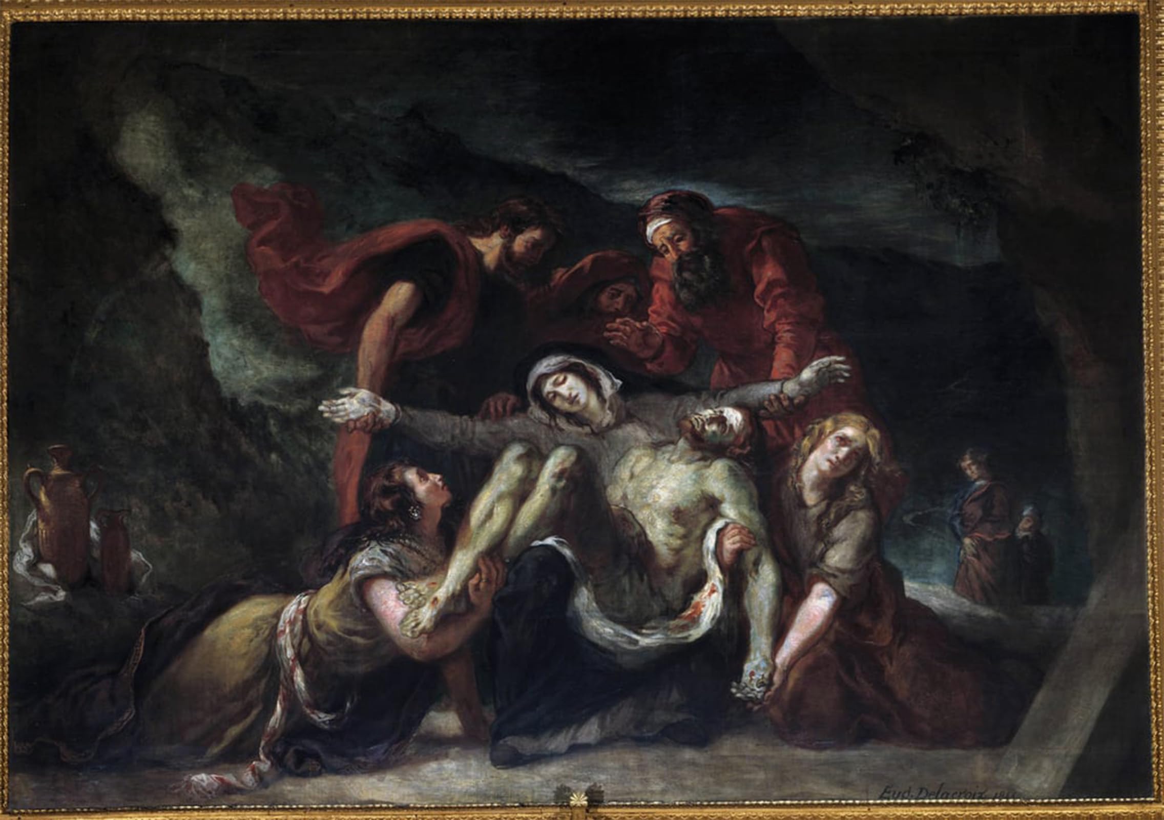 ARTXLXXBN Famous Painting Canvas Artwork Graffiti Print Pieta or Deploration Painting by Ferdinandeugene Delacroix Portrait Canvas Image for Home Decor 60x90cm