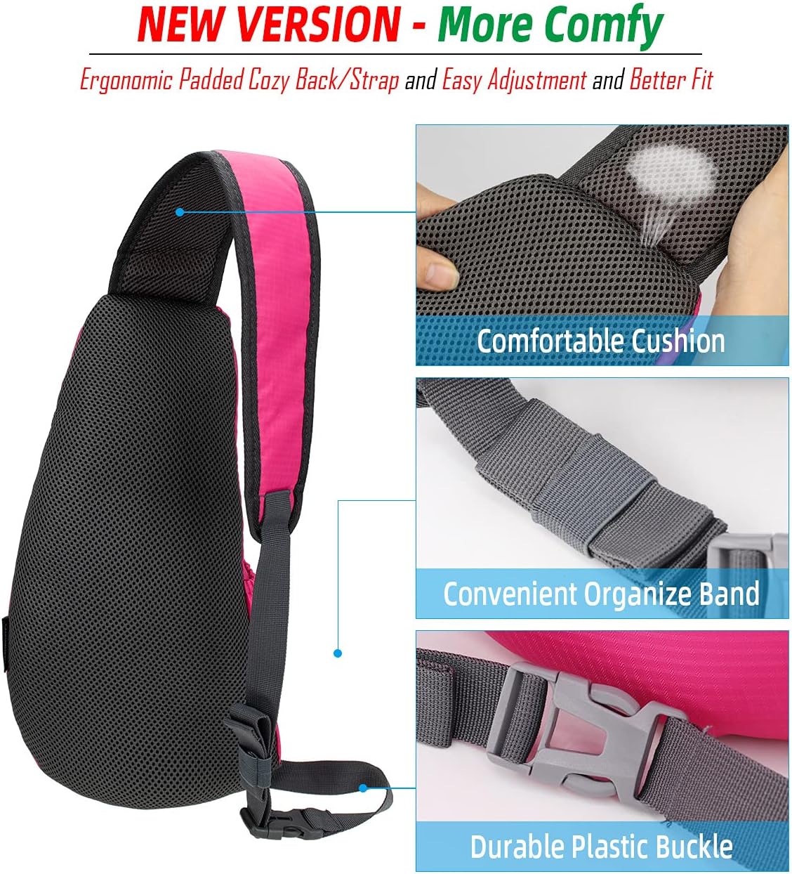 Gisdanchz Sling Backpack Crossbody Bag for Women Waterproof Lightweight Sports Personal Pocket Small Travel Bag for Gym Sport for Men Women Sling Bag Rucksack Cross Body Bag One Strap Bags - Image 5