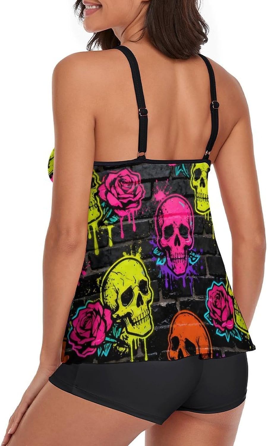 Women's Sporty Tankini Bathing Suits, 2 Piece Tummy Control Swimsuit for Beach and Pool Party