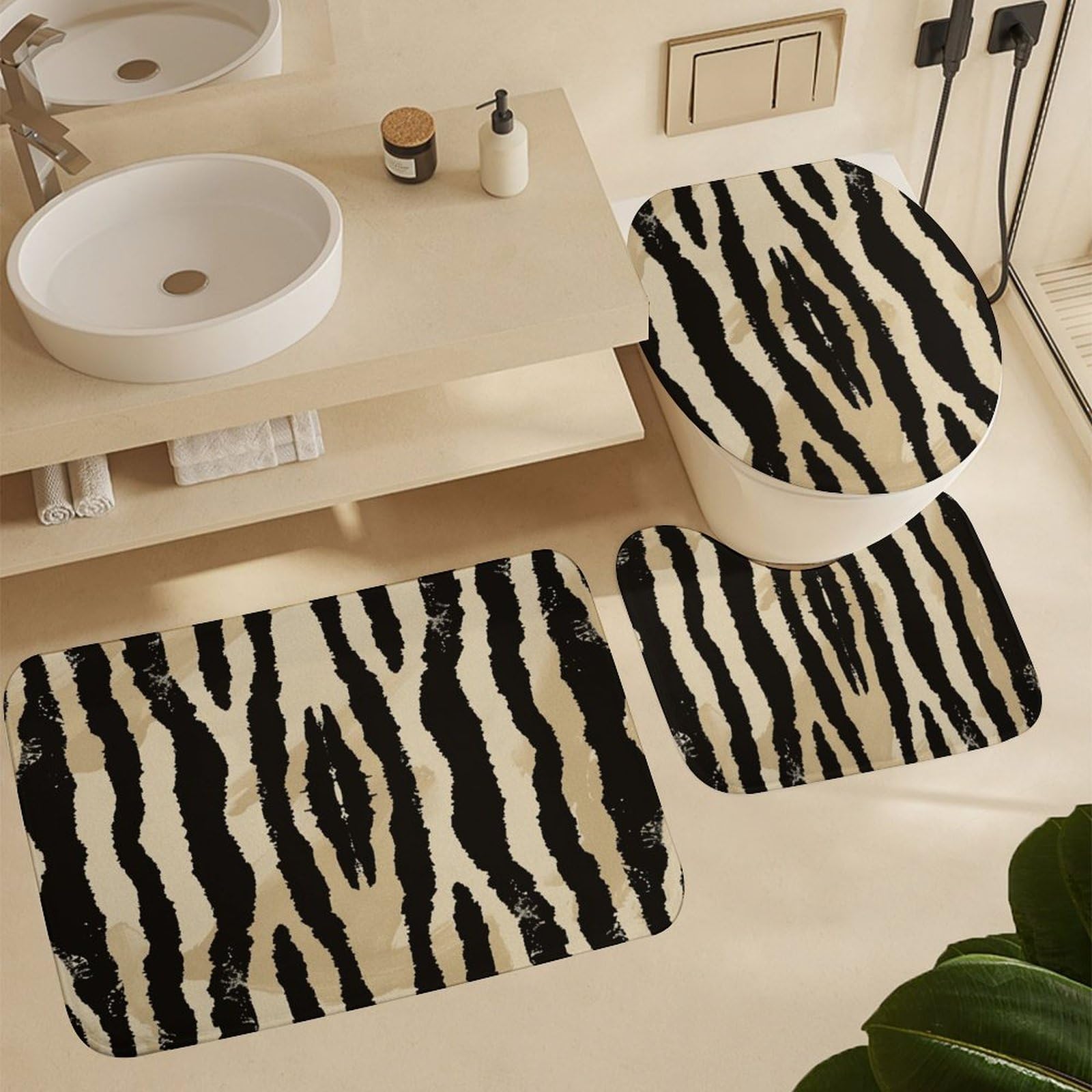 Tapis de salle de bain doux lot de 3 pour sortie de douche cocooning