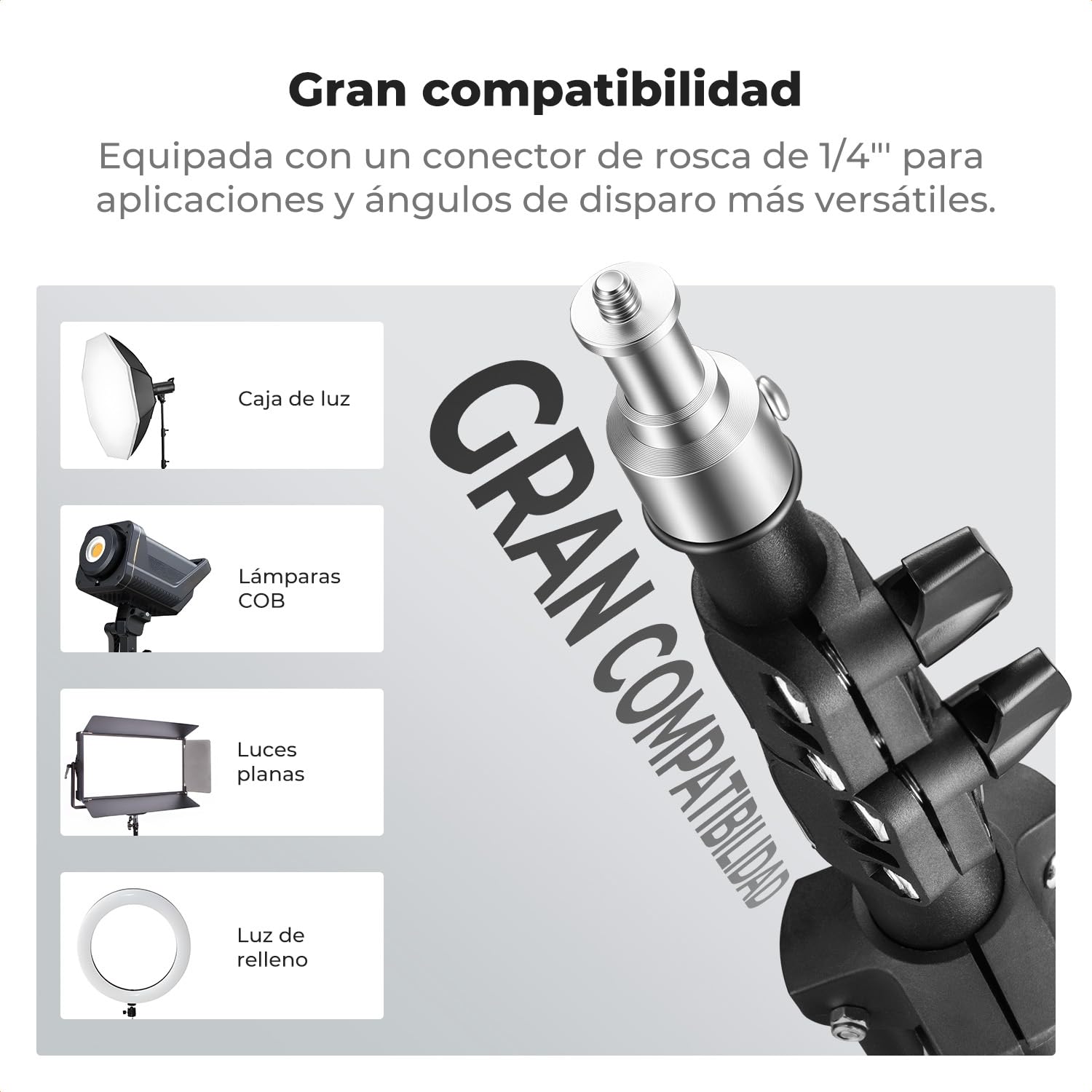 K&F CONCEPT Trípode de luz para fotografía, 230 cm, Metal Light Stand para fotografía de Estudio, Reflector, Flash y vídeo, trípode de iluminación Ajustable Alto con Bolsa para trípod y 1/4" Srew