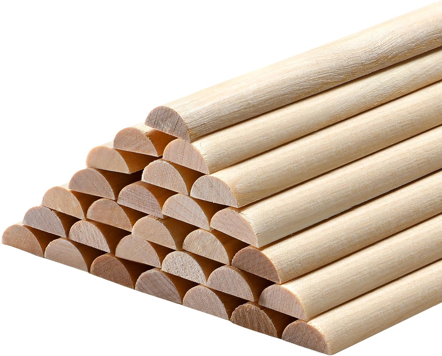 Tondiamo 50 Pcs Wooden Dowel Rods, Split Wood Dowel Unfinished Half Round Wooden Rods for Crafts DIY Feature Wall Log Cabin, Hobby Wood Products (18inch X 1/2inch)