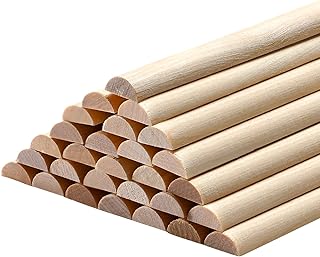 Tondiamo 50 Pcs Wooden Dowel Rods, Split Wood Dowel Unfinished Half Round Wooden Rods for Crafts DIY Feature Wall Log Cabin, Hobby Wood Products (18inch X 1/2inch)