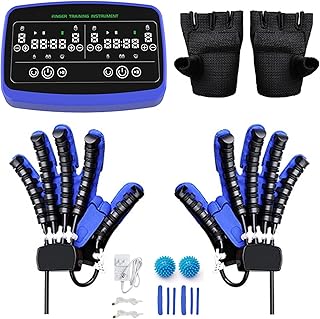 Luvas De Treinamento De Robô De ReabilitaçãO (MãO Esquerda + MãO Direita) Luvas De Espelho Com Cabo, Equipamento De ExercíCios Para Dedos E MãOs Instrutor De ReabilitaçãO,BlueM