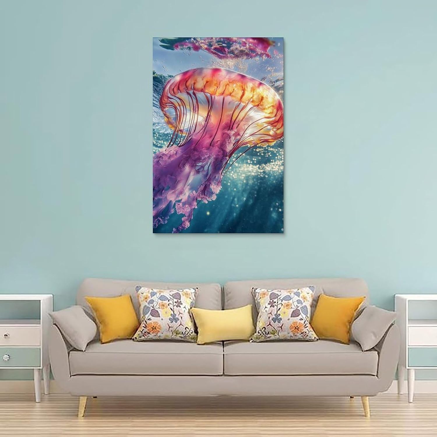 Colorful Jellyfish Tentacles Poster 08x12inch Unframe-style image 2